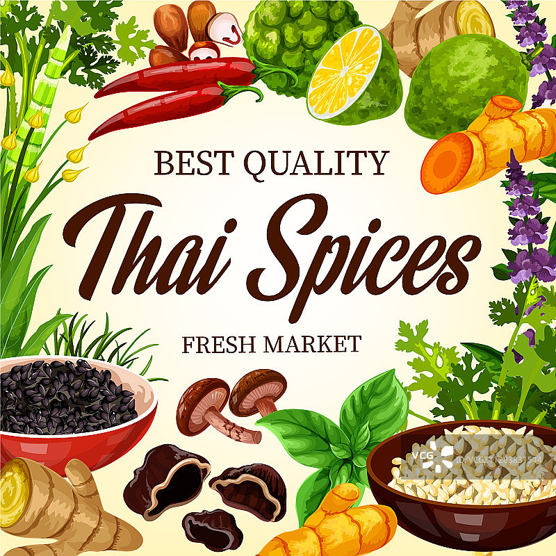 泰国烹饪香料和亚洲调味料图片素材