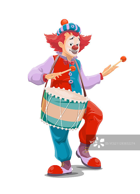 带着鼓的马戏团小丑嘉年华表演图片素材