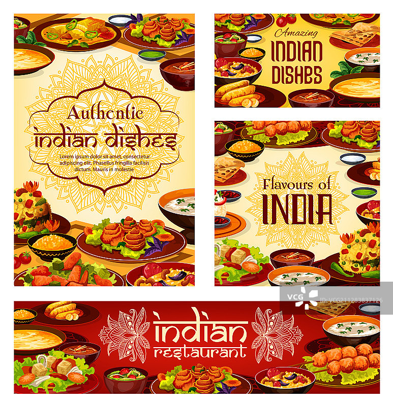 印度美食和甜点咖啡馆菜单图片素材