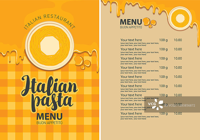 意大利餐厅意大利面菜单图片素材