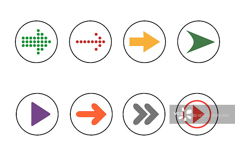 白色背景上的箭头图标集图片素材