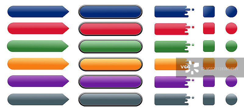 白色背景上的按钮图标集图片素材