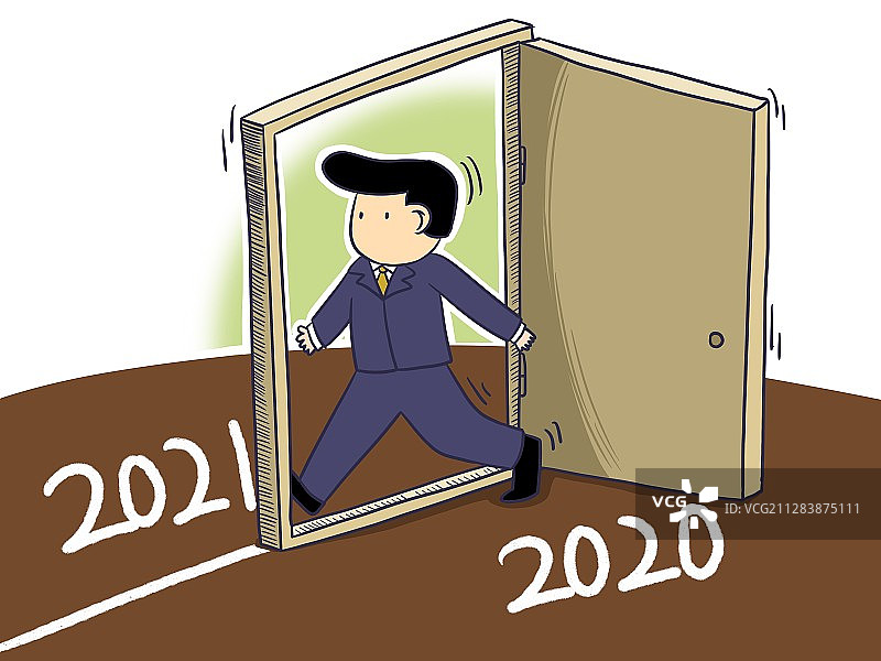 插画：跨年进入2021年图片素材