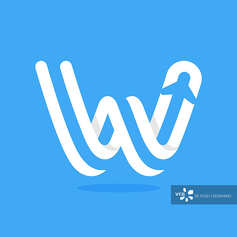 飞机与航线字母W标志图片素材