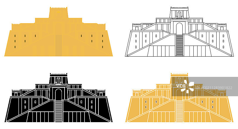 乌尔古城大神庙正面图图片素材