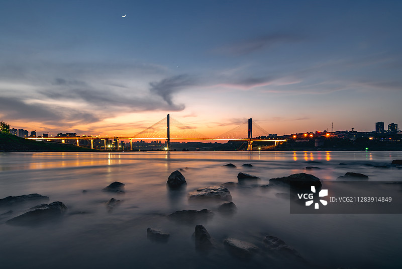 李家沱江边的晚霞图片素材