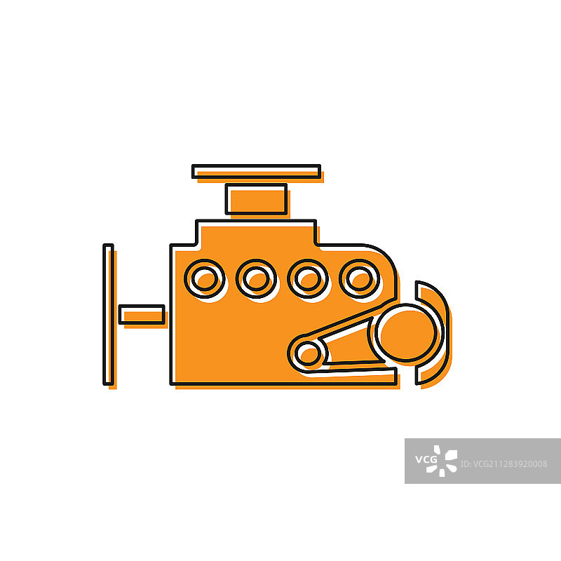 白色背景上的橙色汽车发动机图标图片素材