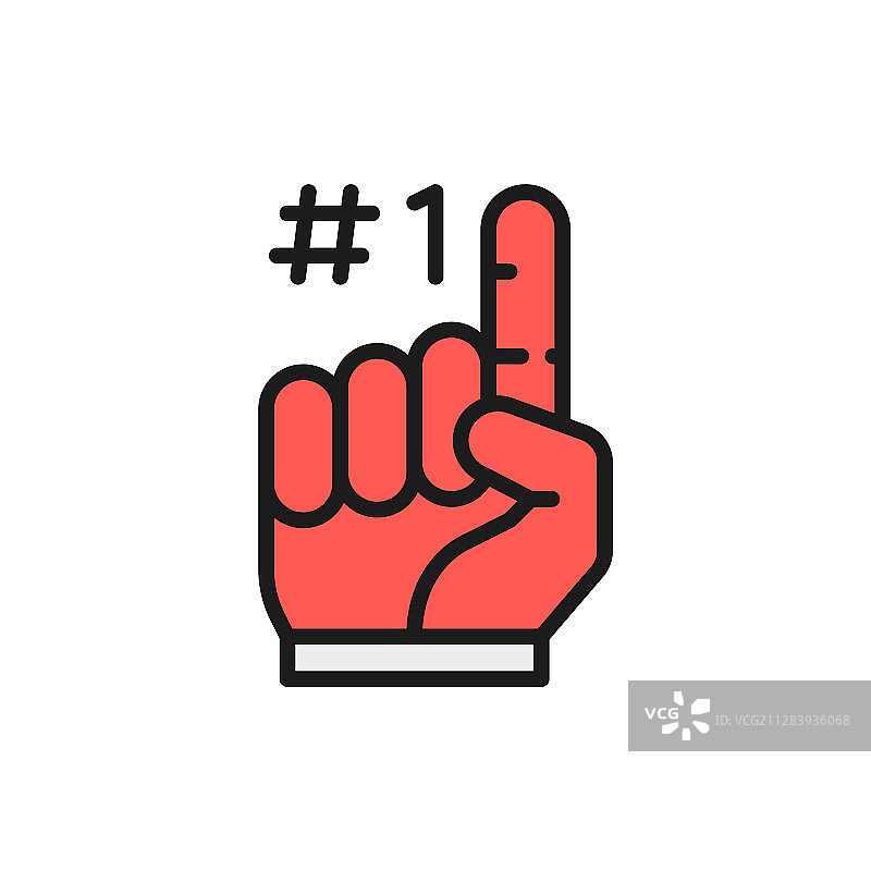 泡沫手指手套平面彩色线条图片素材