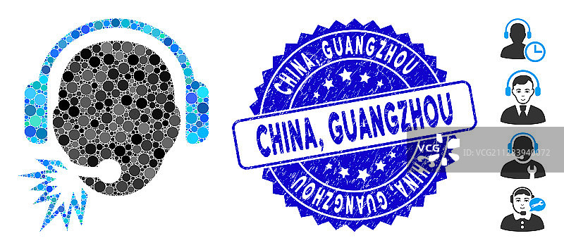 马赛克操作员消息图标与纹理瓷器图片素材