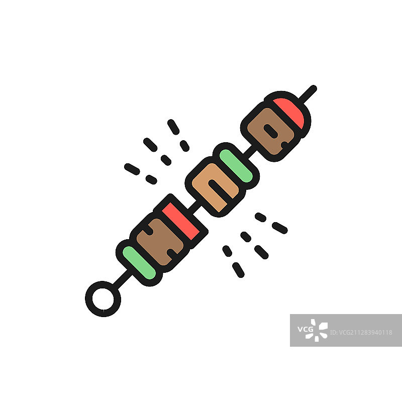 格鲁吉亚烤肉扁平彩色线条图标图片素材