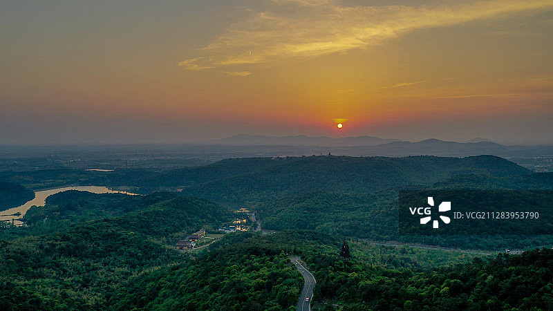 南京溧水无想山日落图片素材