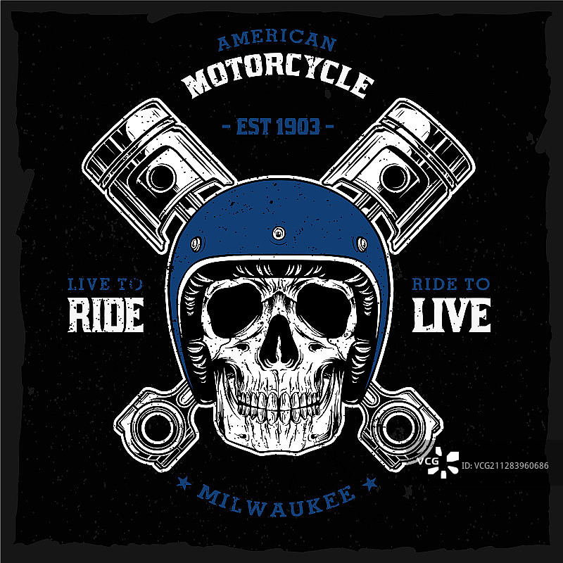 戴着复古头盔的骷髅图片素材