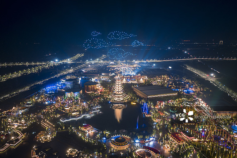 荆州方特夜景无人机表演图片素材