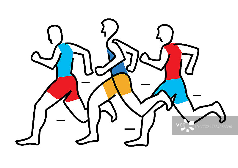 跑步比赛马拉松线条艺术风格化图片素材