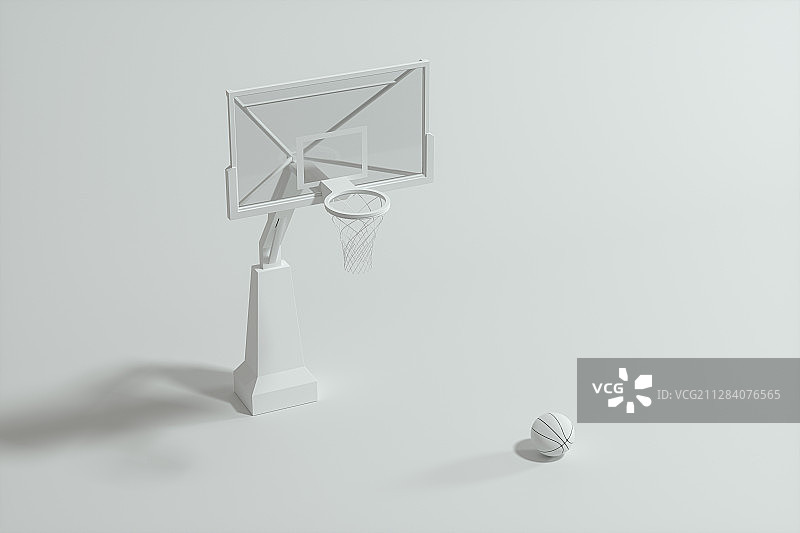 白色篮球与篮球架模型 三维渲染图片素材
