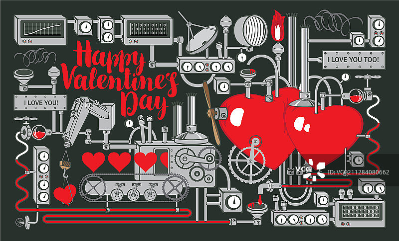 情人节卡片或banner，工厂爱心图片素材