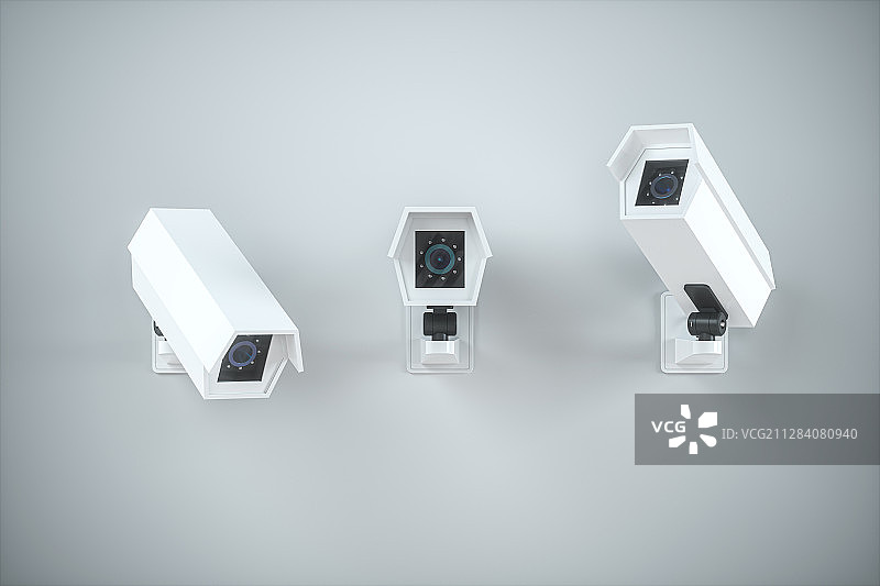 墙上的电子摄像头 3D渲染图片素材