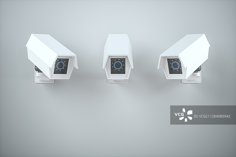 墙上的电子摄像头 3D渲染图片素材