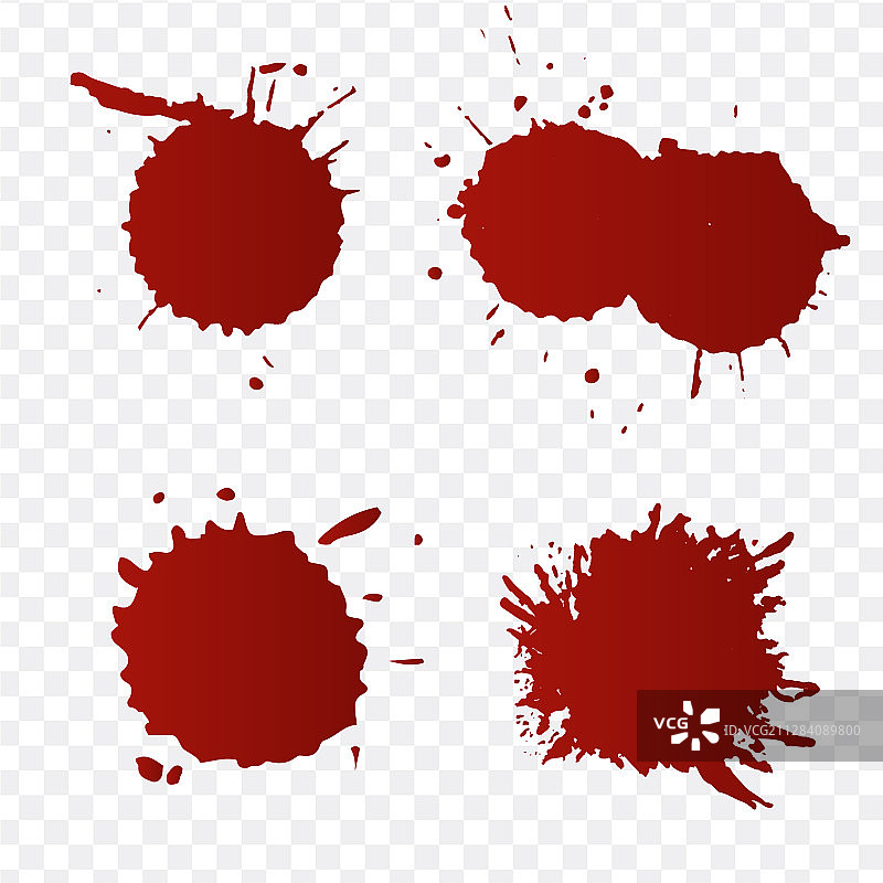 逼真的血迹和血滴套装图片素材