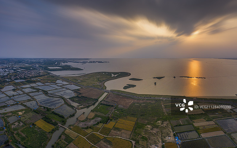 长荡湖夕照图片素材