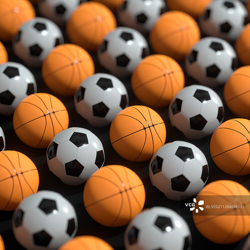 黑色背景下排列整齐的球体 3D渲染图片素材
