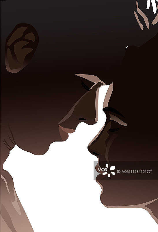 情侣闭眼剪影特写图片素材