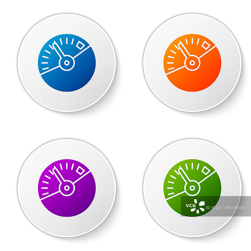 白色背景上隔离的彩色速度计图标图片素材