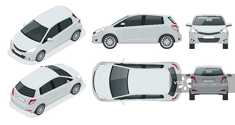 小型两厢掀背车紧凑型混合动力汽车图片素材