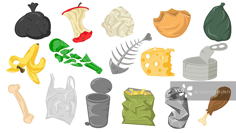 不同的卡通废料和垃圾图片素材