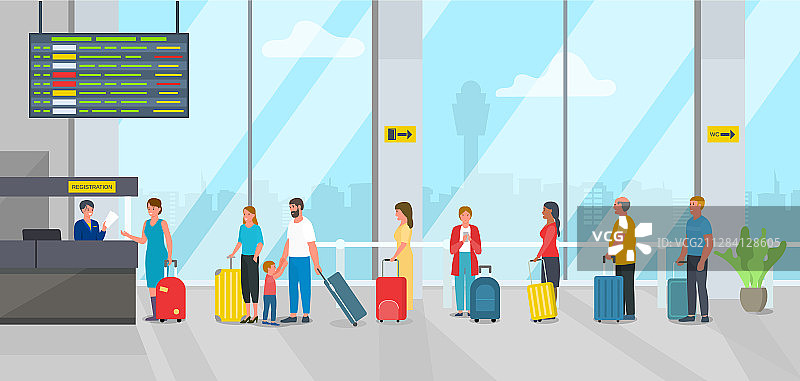 机场办理登机手续登记处和人群图片素材