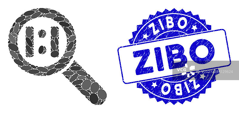 带有淄博图案的实际尺寸缩放马赛克图标图片素材