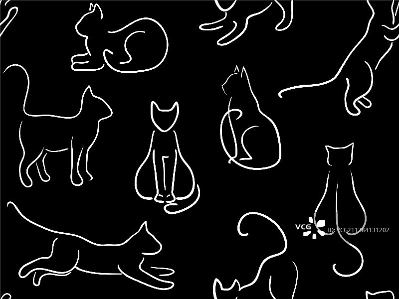 线条艺术风格的猫图片素材