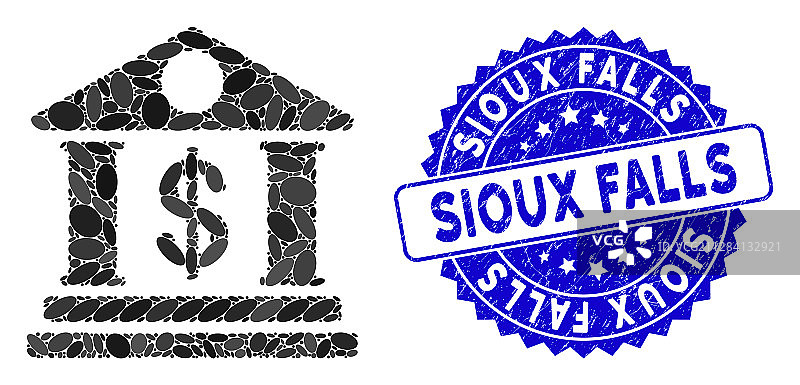 带损坏效果的美国银行大楼拼贴图标图片素材