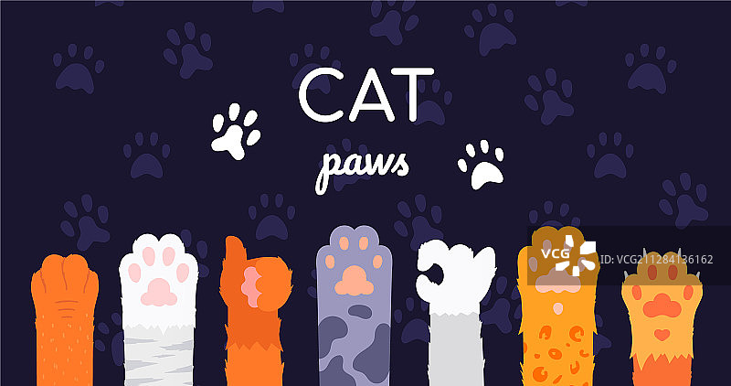 猫爪集合-扁平风格设计图片素材