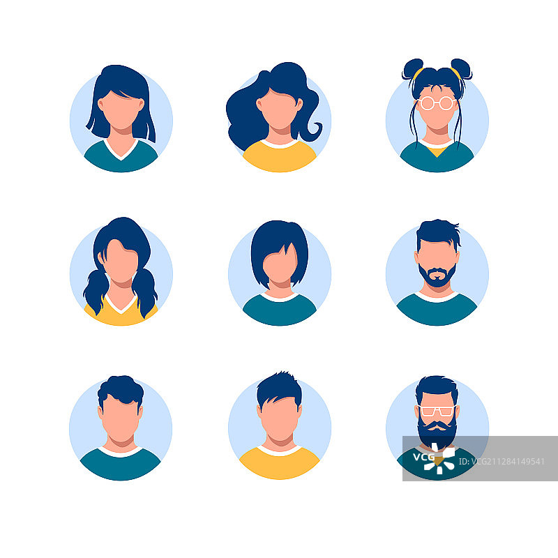 圆形人物头像组合图片素材