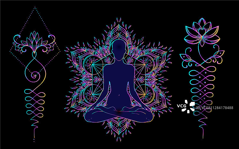 神圣几何与BOO符号阿育吠陀标志图片素材