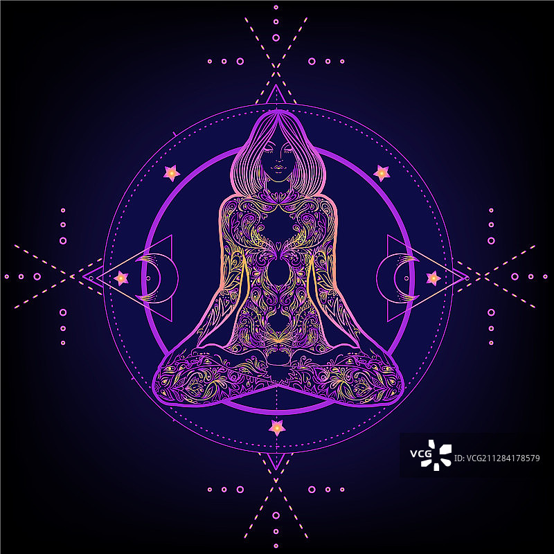 神圣几何与BOO符号阿育吠陀标志图片素材