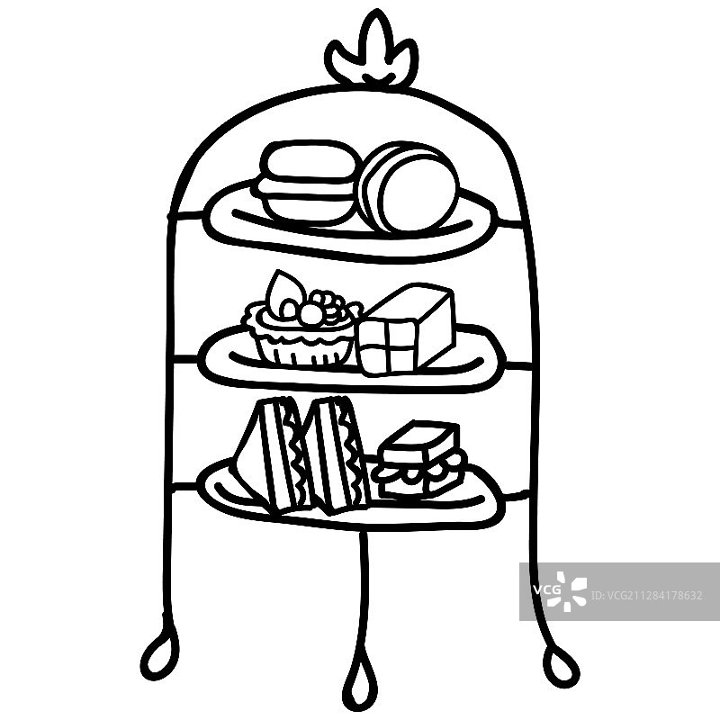 手绘可爱下午茶蛋糕架剪贴画图片素材