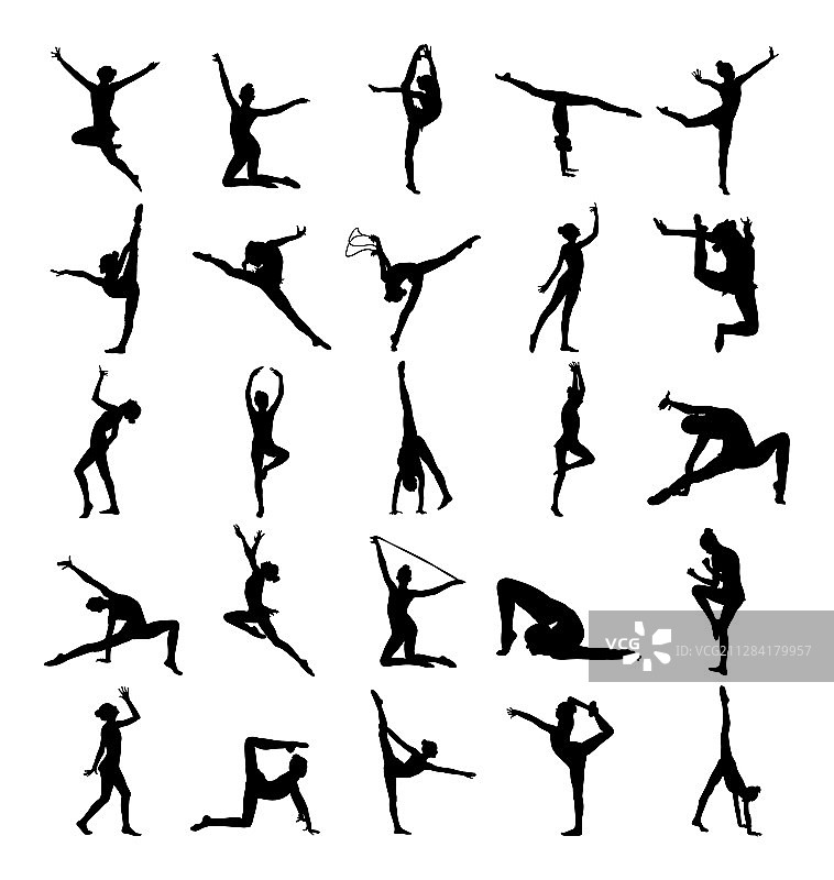 体操芭蕾女孩剪影图片素材