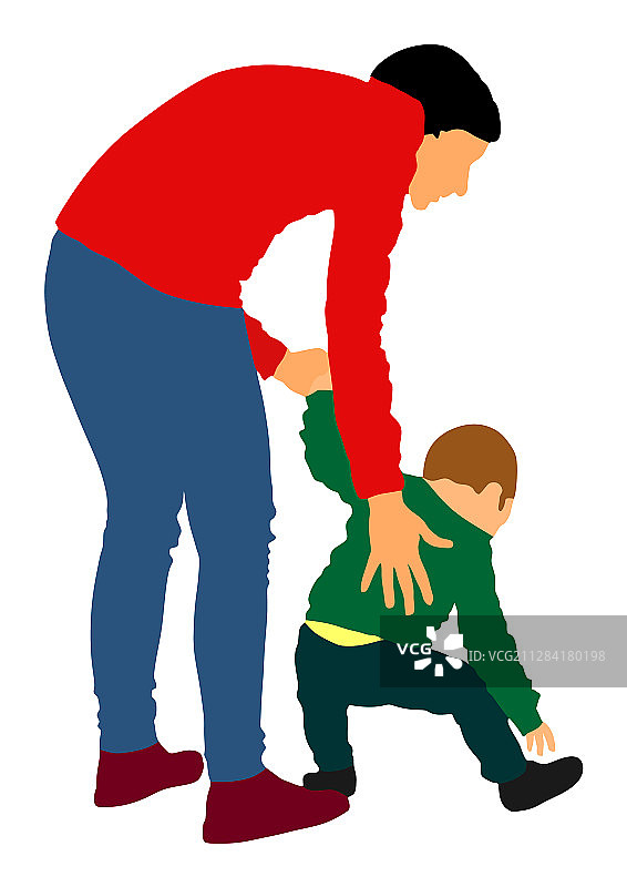 母亲教宝宝迈出人生的第一步图片素材