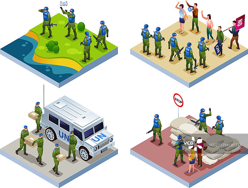 联合国蓝色头盔维和人员2x2图片素材