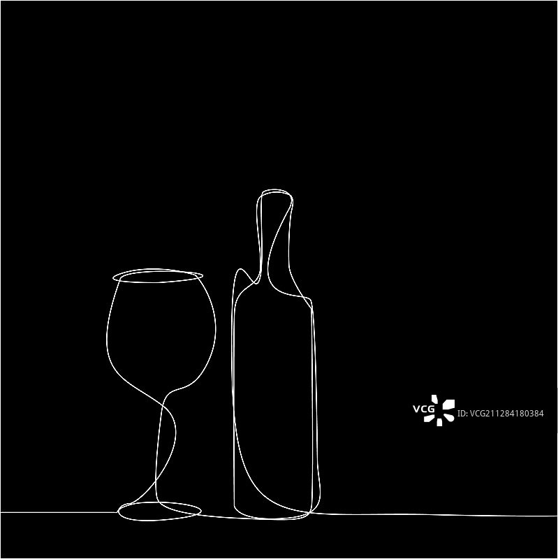 线条酒瓶酒杯图片素材