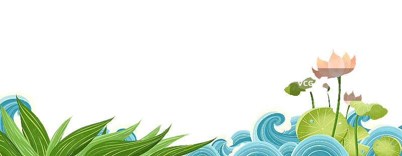 中国风荷花池塘元素图片素材