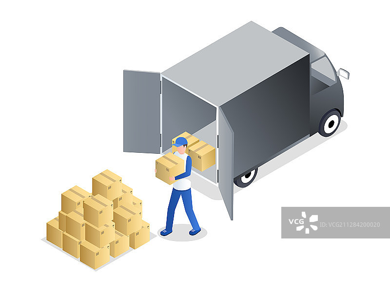 搬运工卸货2.5D图图片素材