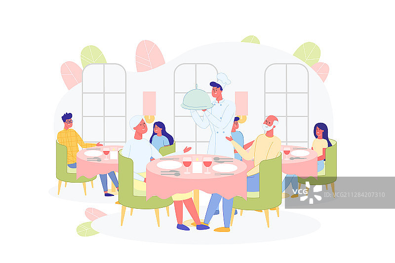 在餐厅用餐的老年夫妇图片素材