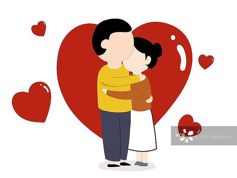 插画：我爱你情侣拥抱图片素材