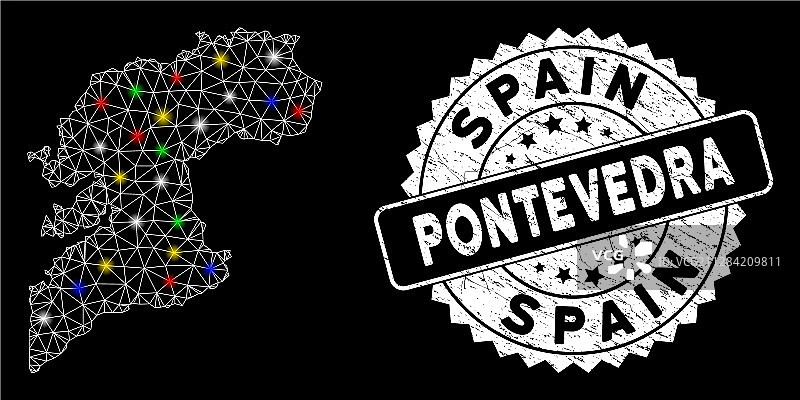 蓬特韦德拉省地图网格线框图片素材
