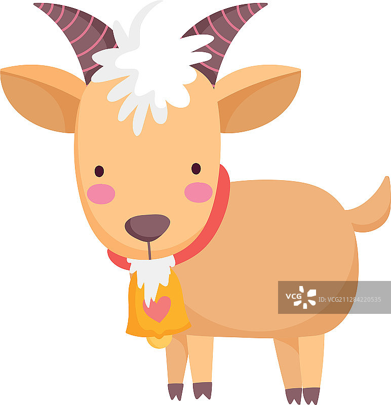 带铃铛的牛科山羊农场动物卡通图片素材