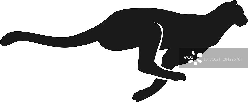 奔跑的猎豹剪影单色图片素材