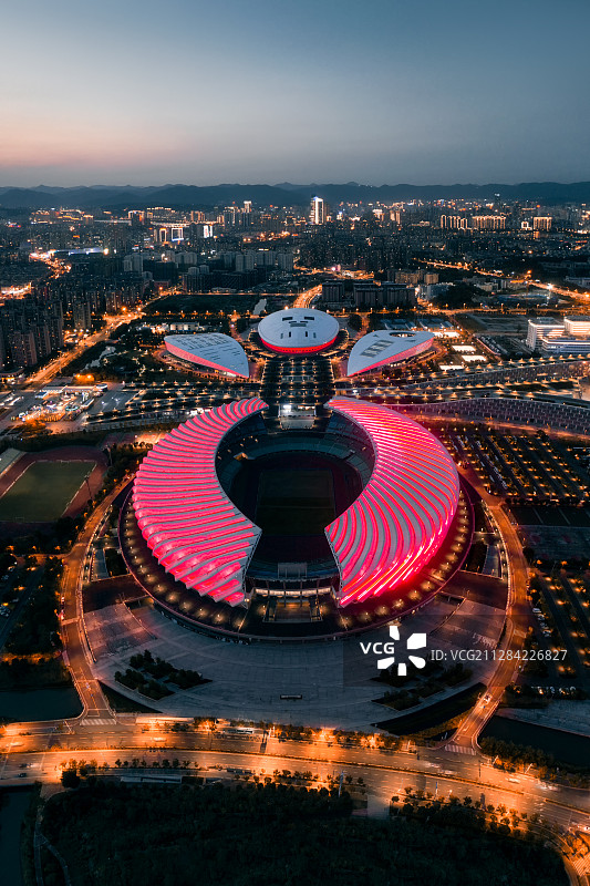 福州海峡奥林匹克体育中心夜景图片素材